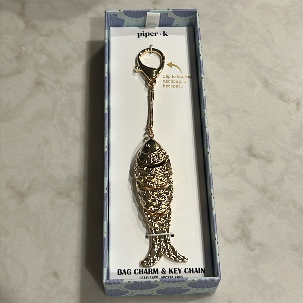 Piper K Gold Fish Bag Charm/Keychain